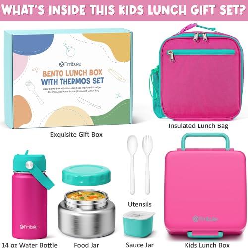 Bento Box for Kids Adults - Leakproof 3 Compartments Lunch Set with Thermos, Water Bottle, Lunch Bag & Cutlery C614861