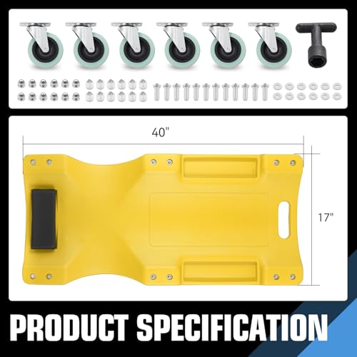 Low Profile Automotive Creeper with Padded Headrest, Red U80837