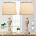 Set of 2 Touch Control Table Lamps for Living Room, 27" Bedside Lamps with 2 USB Ports, 3-Way Dimmable, Farmhouse Nightstand Lamps for Bedroom End Table Desk, White Fabric Shade, 7W LED Bulbs