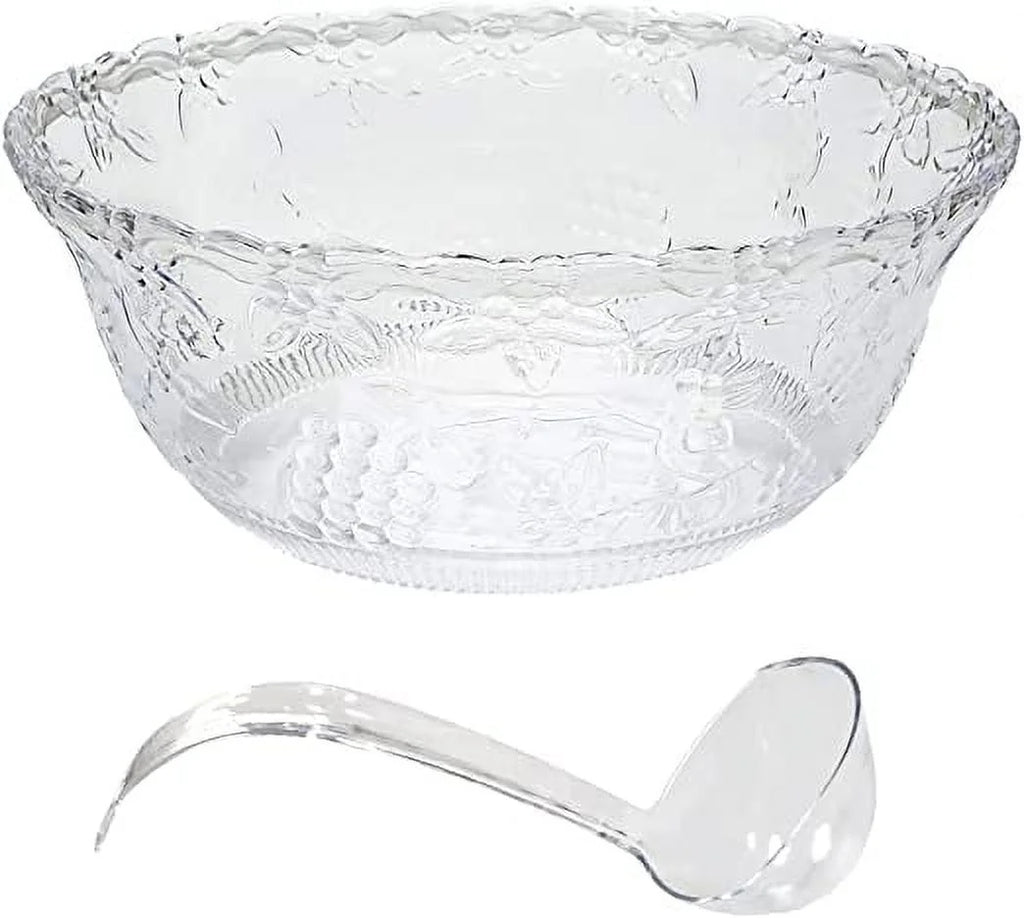 Clear Plastic Punch Bowl with Ladle, 2 Gallon O7444