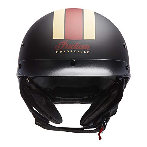 Indian Motorcycle Half Helmet with Retro Racing Stripe, Black - 2863696