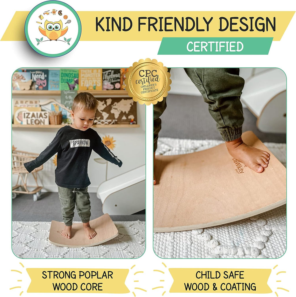 Wooden Wobble Board for Kids Balancing Trainer H3995