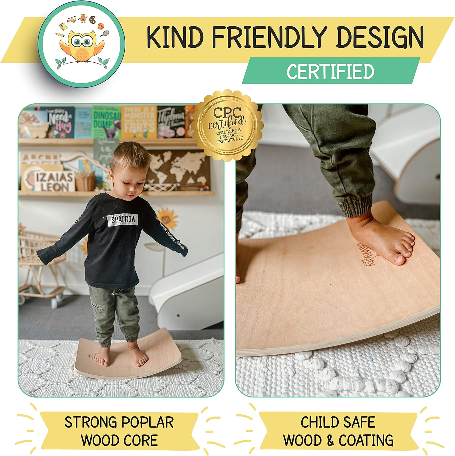 Wooden Wobble Board for Kids Balancing Trainer H3995