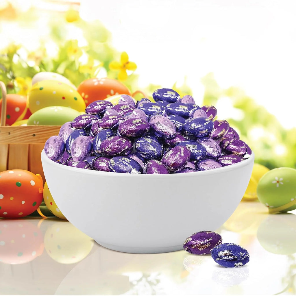 Chocolate Mini Eggs Candy, Purple Foil, Bulk Pack 2 Pounds G779