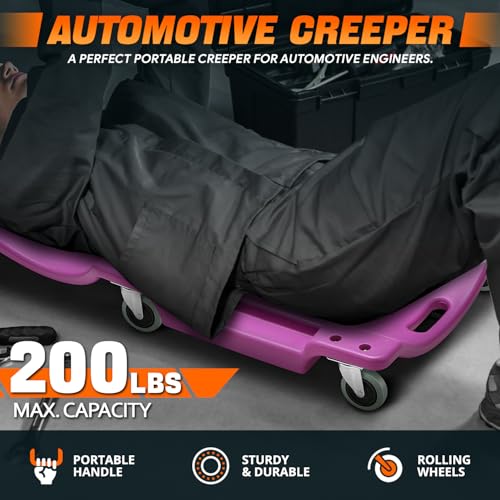 Low Profile Automotive Creeper with Padded Headrest, Red U80837
