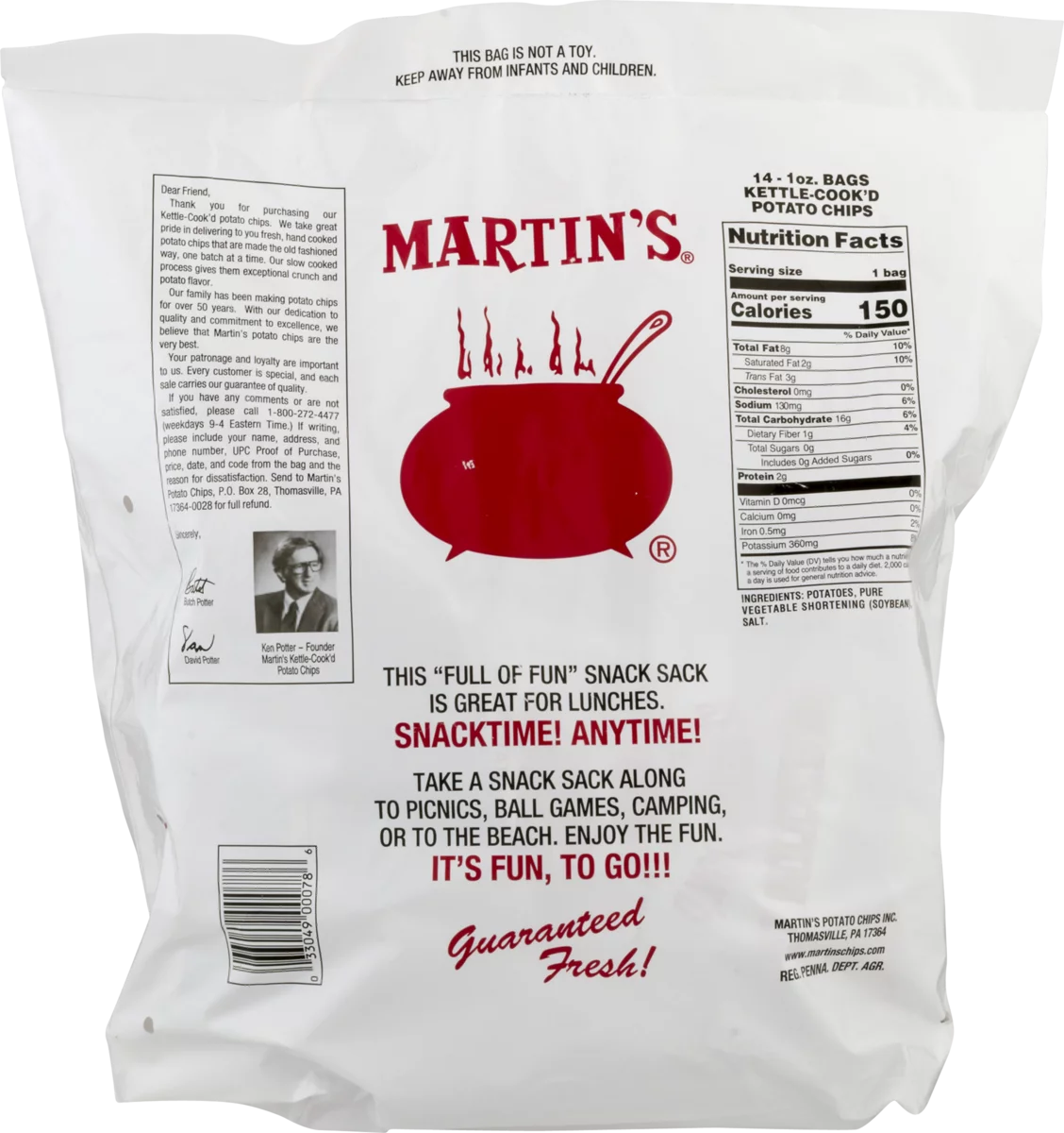 Kettle-Cooked Potato Chips Snack Sack, 14 Count G702