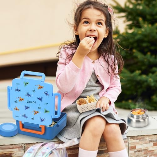 Kids Lunch Box with Thermos, 4 Compartments, Insulated, Drop-Proof, Dishwasher Safe I175