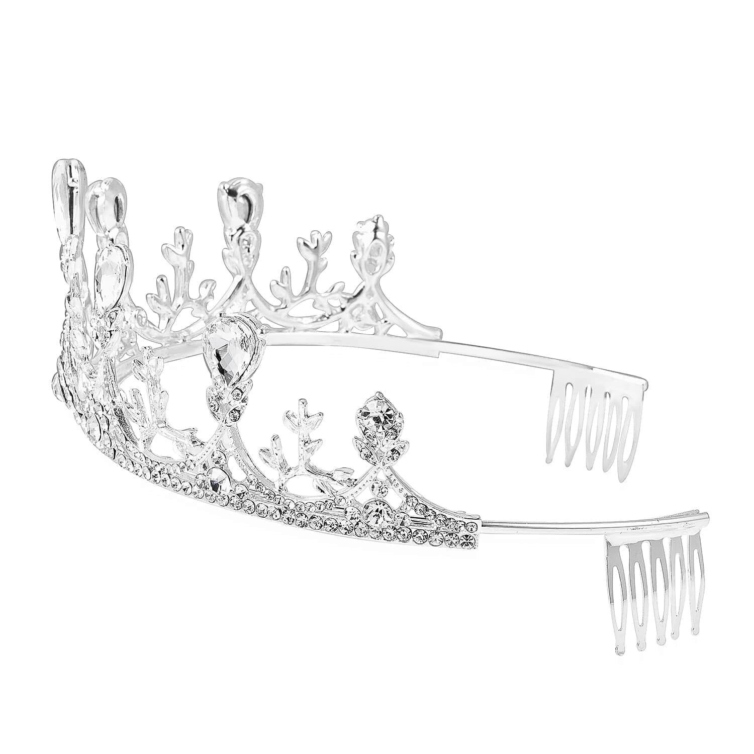 White Glass Crystal Crown Tiara Rhinestone Fashion Jewelry D586184