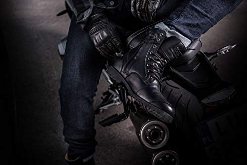 Motorcycle Boots for Men - Reinforced Leather Biker Boots with Side Zipper, Ankle Support, Anti-Slip Sole Z603415