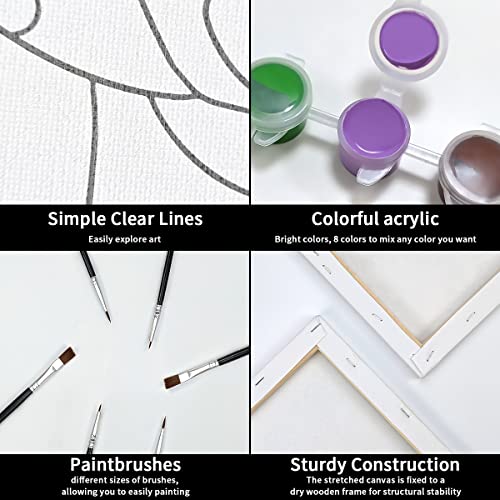 Paint and Sip Kit Pre Drawn Canvas for Adults 2 Pack 8x10 D850647