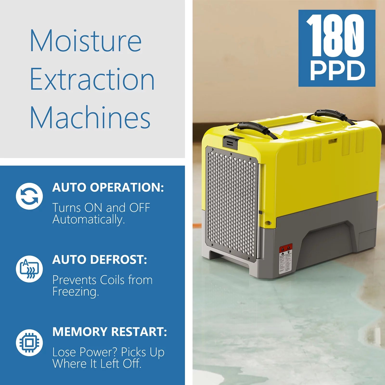 180 Pint Commercial Dehumidifier for Basement and Crawl Space Z8260