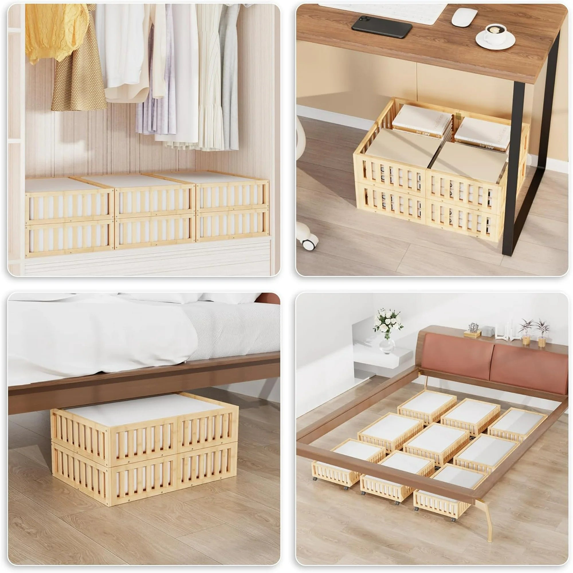 Bamboo Under Bed Storage with Wheels (2-Pack) N491046