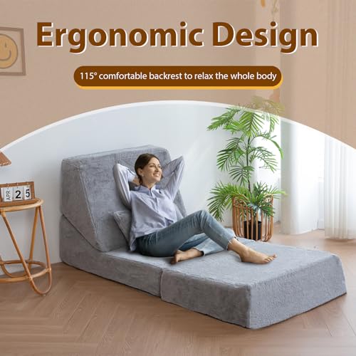 3-in-1 Folding Sofa Bed with Pillow, Convertible Sleeper Chair for Living Room K49768