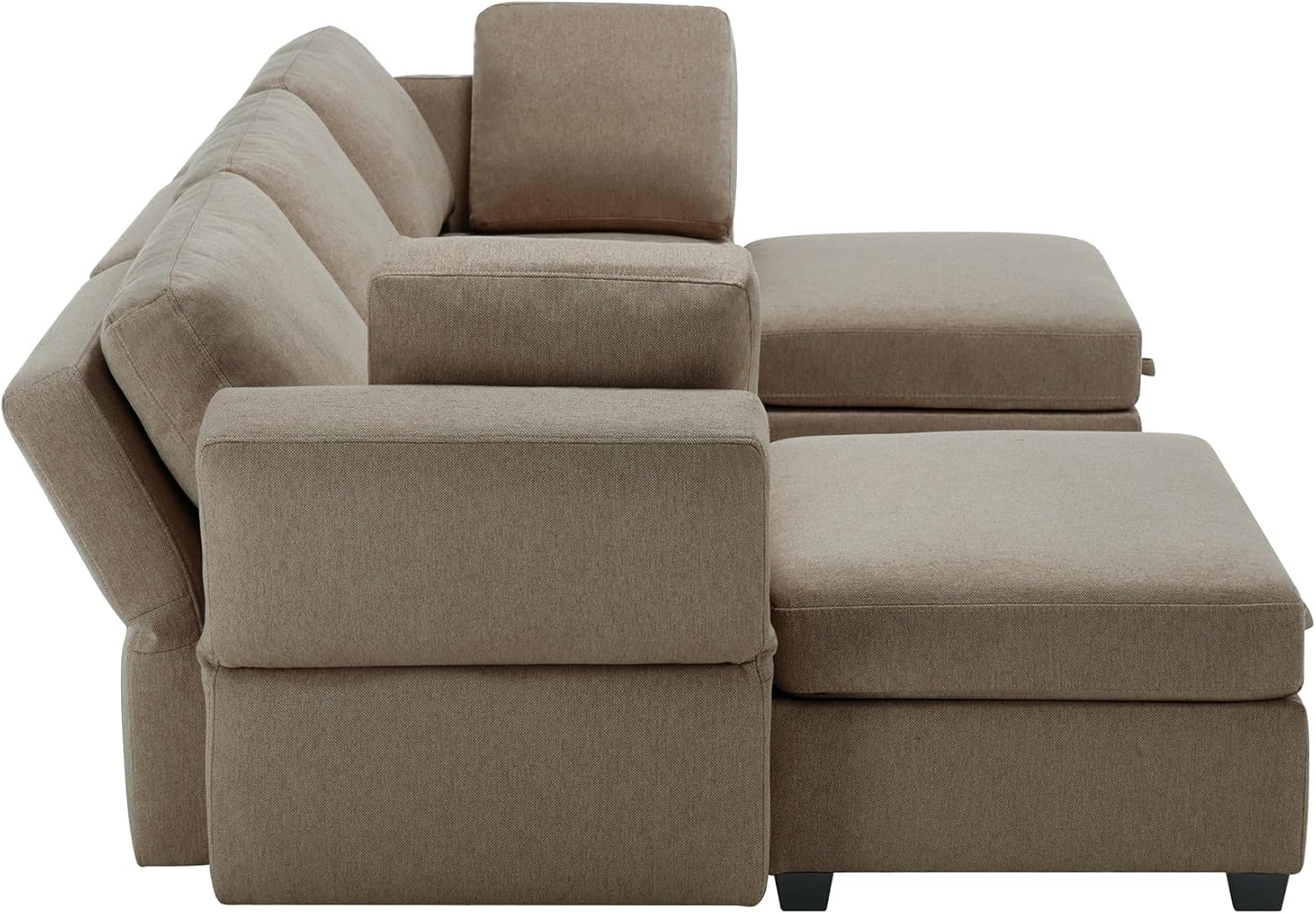 Modular Sectional Sofa with Chaise and Storage, Brown J380