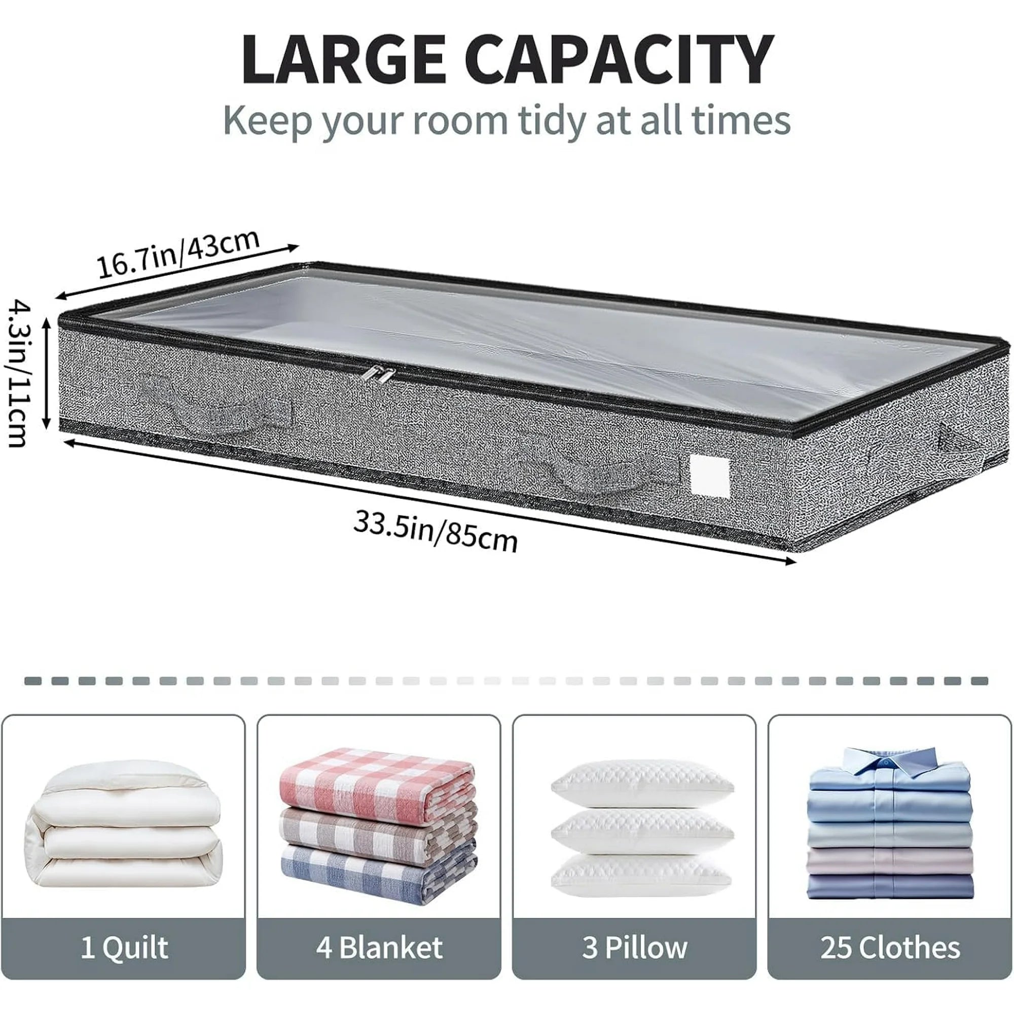 Under bed storage containers with transparent window, low profile, 5 pack D131666