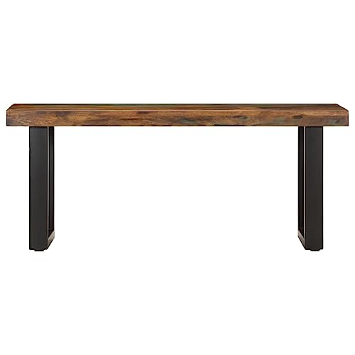 Solid Reclaimed Wood & Steel Bench - Industrial Style Indoor/Outdoor Seat F3473