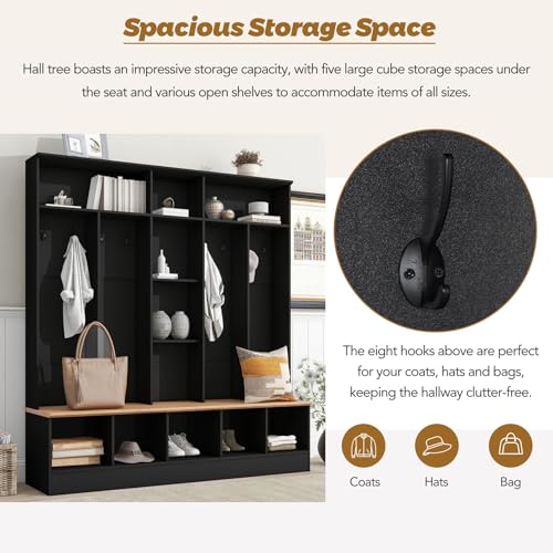 Hall Tree with Shoe Storage Bench and Coat Rack A444236
