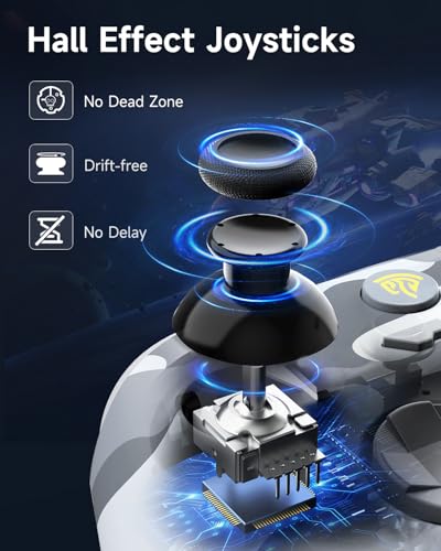 Wireless Bluetooth Controller with Hall Joysticks for PC, Android, Steam and Switch E86358