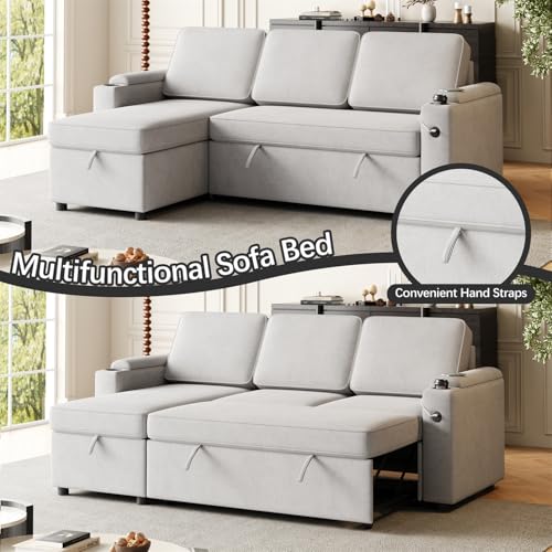 Sleeper Sectional Sofa with Pull Out Bed and Storage Chaise O30208
