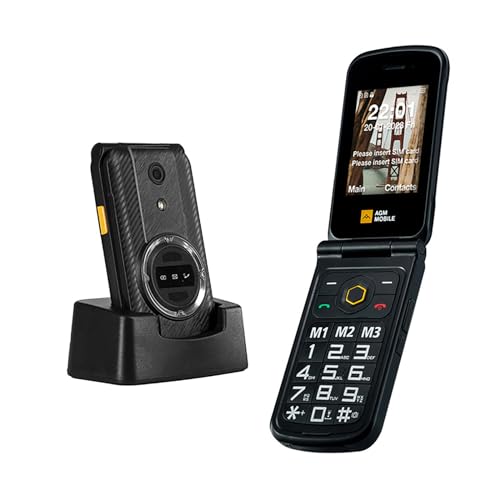 AGM M8 Rugged Flip Phone, 4G LTE Basic Cell Phone, Simple Mobile Phones, Waterproof/Drop-Proof, SOS Side Key, Speed Dial, 104dB Powerful Speaker, Large Keypad/Fonts, Dual SIM Cards, for T-Mobile ONLY
