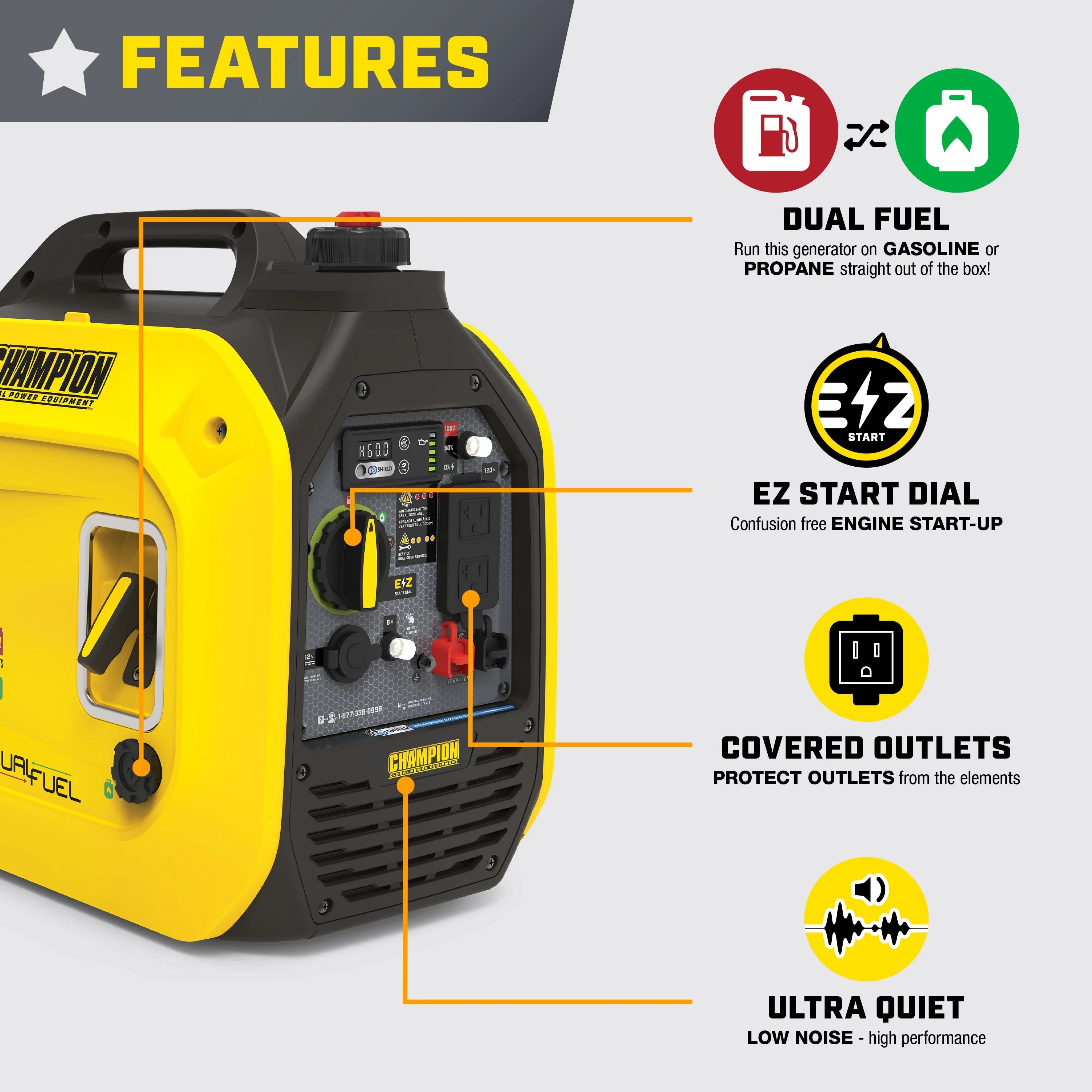 2500-Watt Dual Fuel Portable Inverter Generator with Quiet Technology Y5656