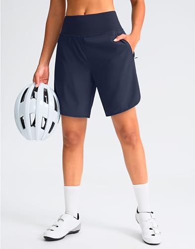 Women's High Waist Padded Cycling Shorts with Zipper Pockets H254