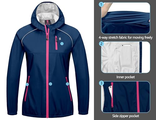 Women's Rain Cycling Stretch Jacket with Hood, Windproof and Waterproof N142101