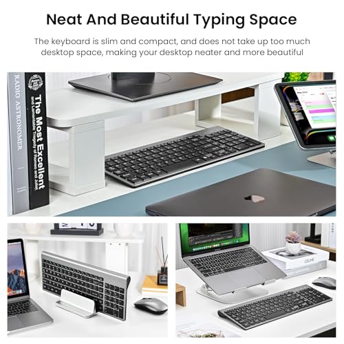 Wireless Keyboard and Mouse Combo, Compact Full Size, 2.4G Ultra-Thin, for Windows PC and Laptop - Blue G75389