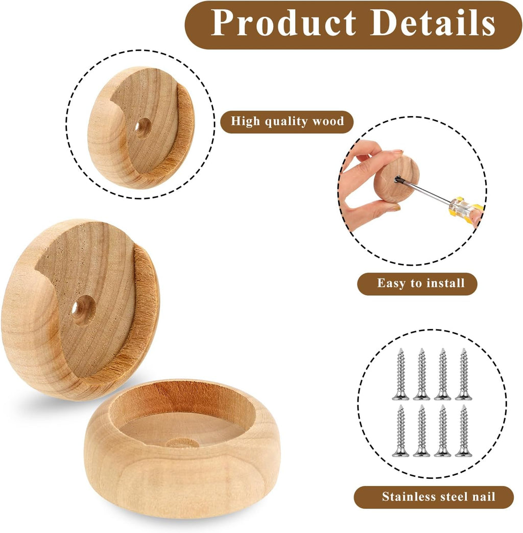 Wooden Closet Rod Holders with Screws, 4 Sets E5546