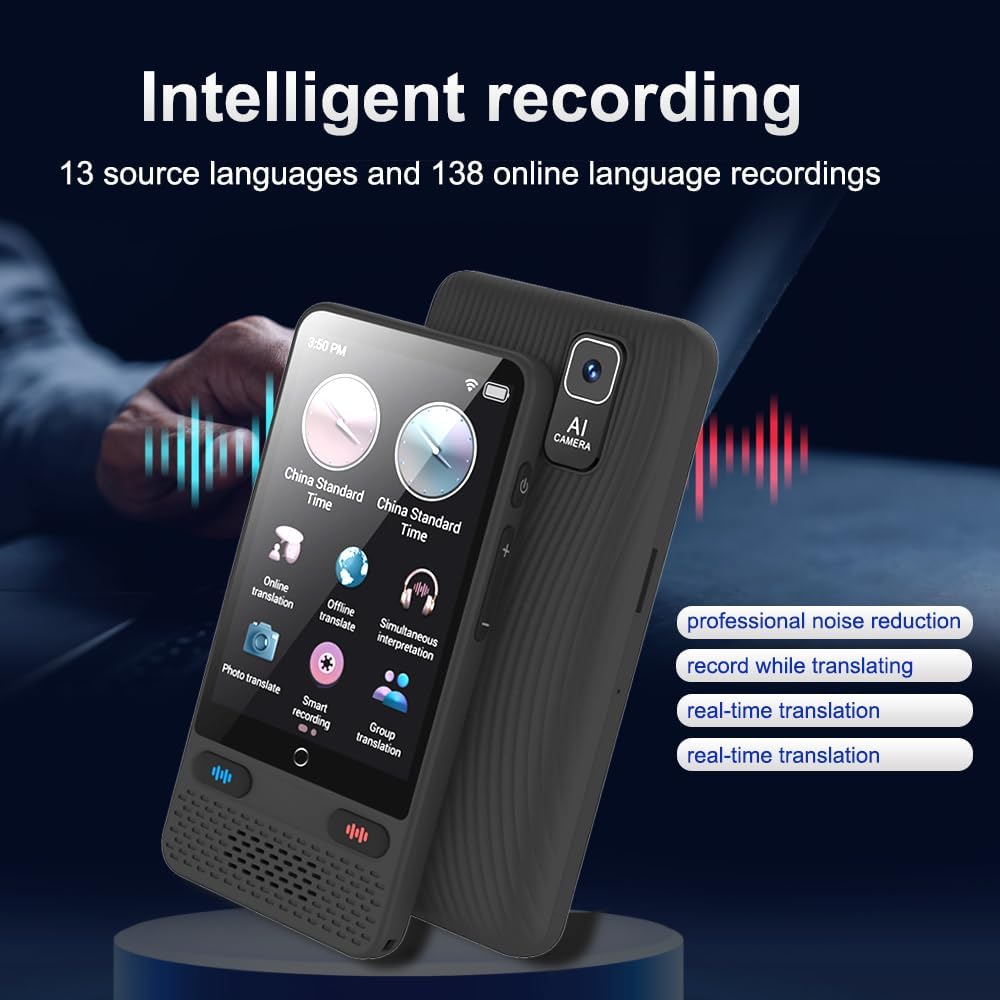 Portable Two-Way Language Translator Device, 138 Languages, Online/Offline, Voice & Photo Translation V3924