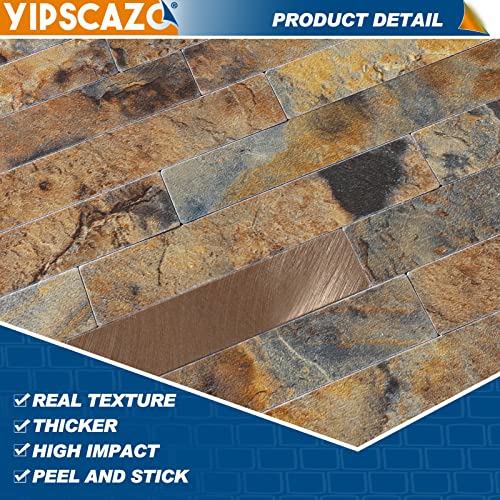 Peel and Stick Stone Metal Tile Backsplash 12 x 12 Inch, 20 Sheets S6487