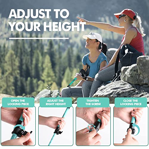 Adjustable Trekking Poles with Quick Flip Lock, Lightweight Cork Grips M598919
