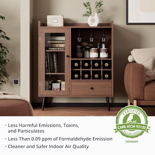 Coffee Bar Cabinet with Storage, Mid-Century Modern Sideboard, Wood Cupboard for Kitchen K940495