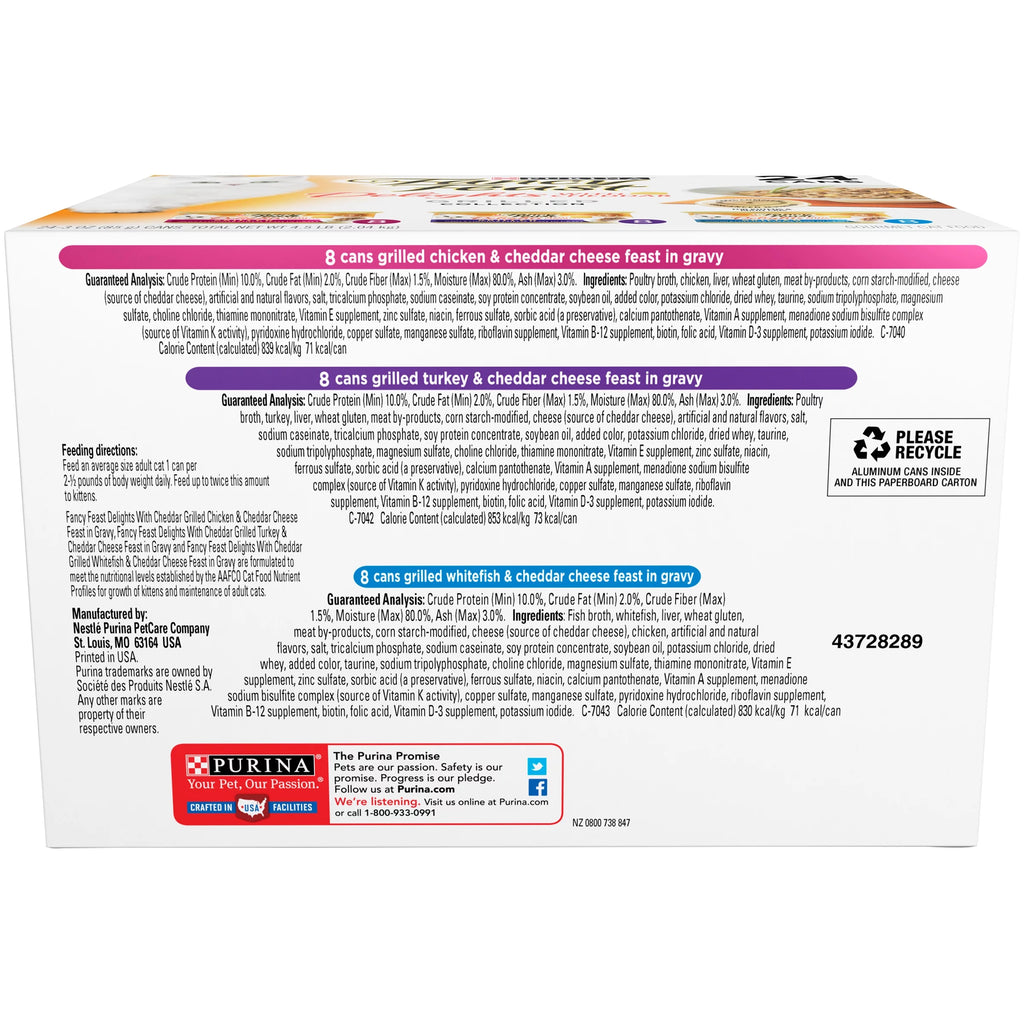 Wet Cat Food Variety Pack with Grilled Chicken, Turkey or Whitefish in Gravy M51272