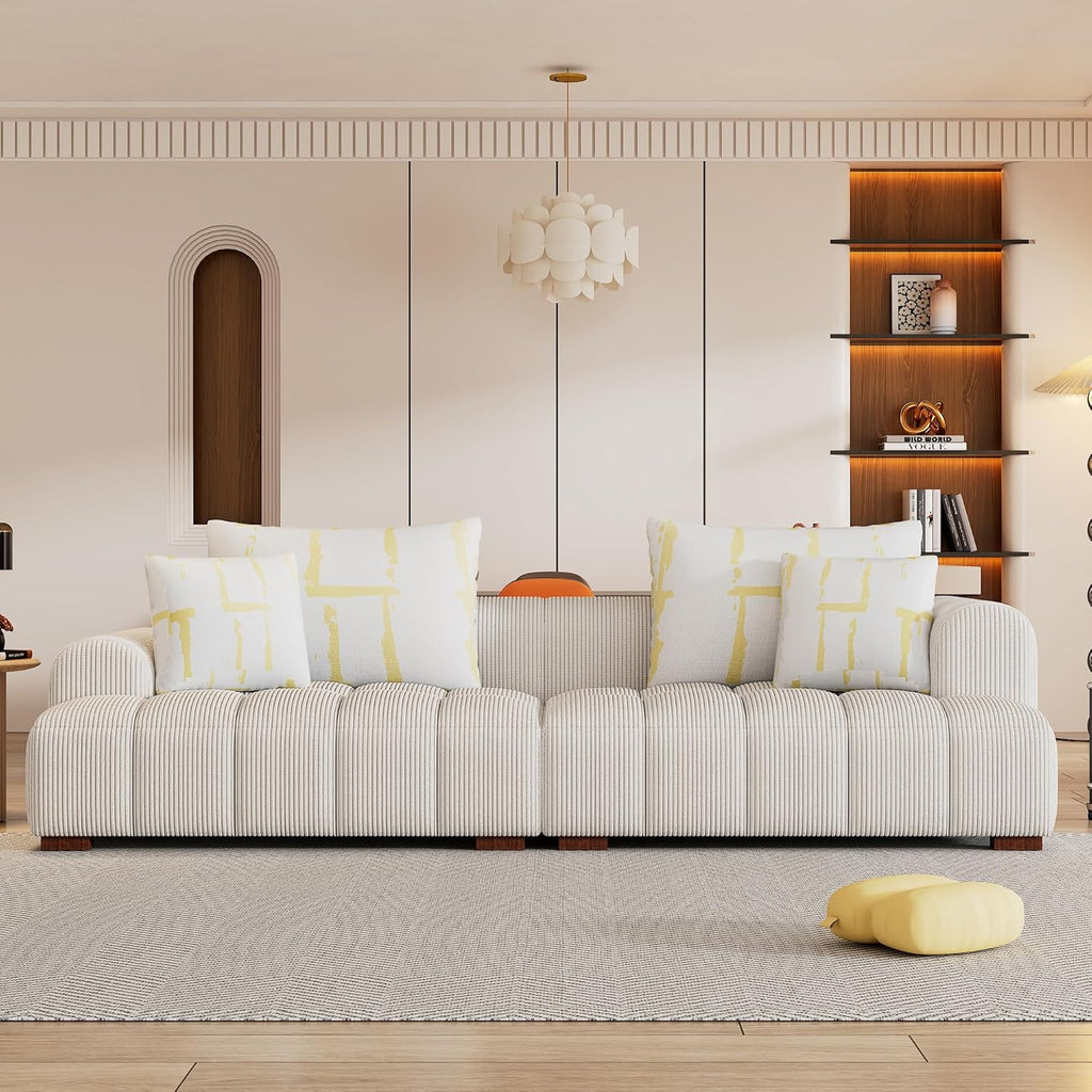 Modular Corduroy Sectional Sofa with Pillows L849