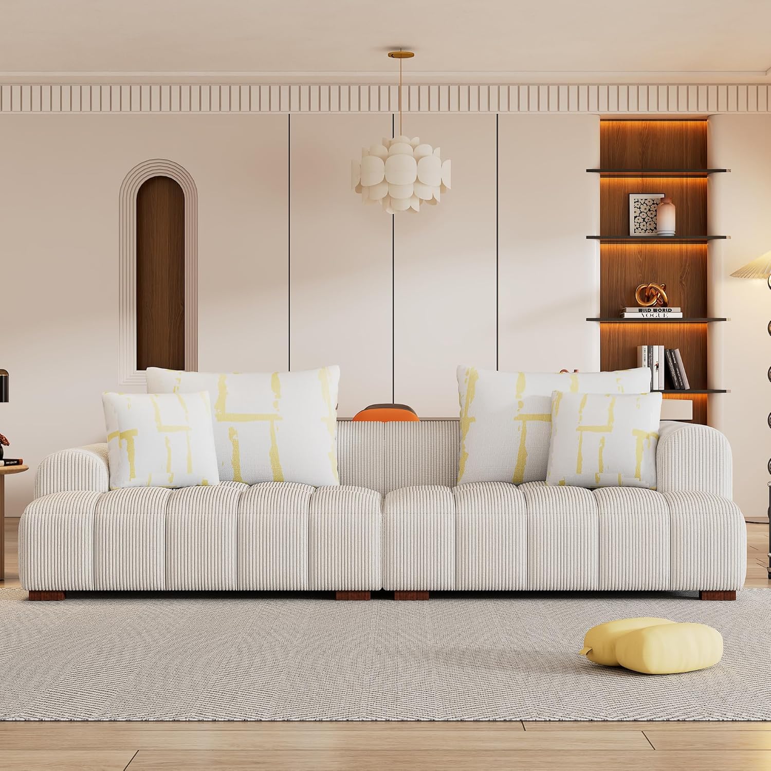 Modular Corduroy Sectional Sofa with Pillows L849
