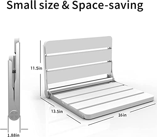 Teak Wood Folding Shower Seat Bench, Wall Mounted, 440 lbs Capacity G981398