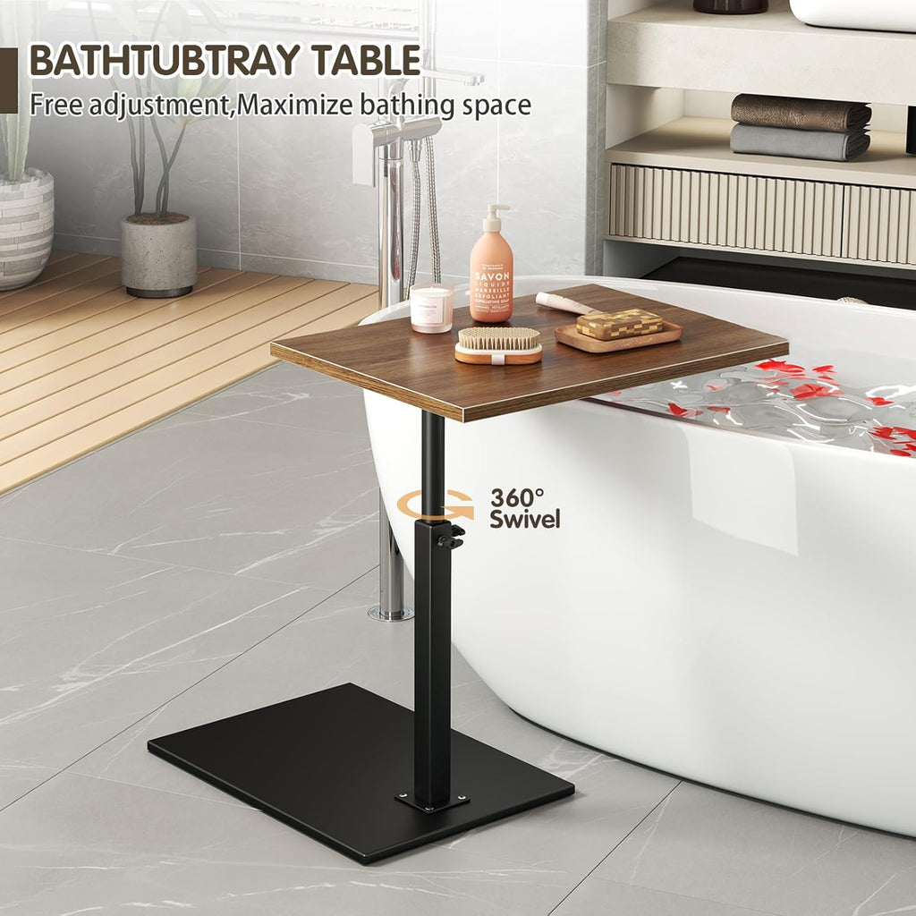 Adjustable C Table End Table with 360° Swivel, Slide Under Couch for Living Room X2463