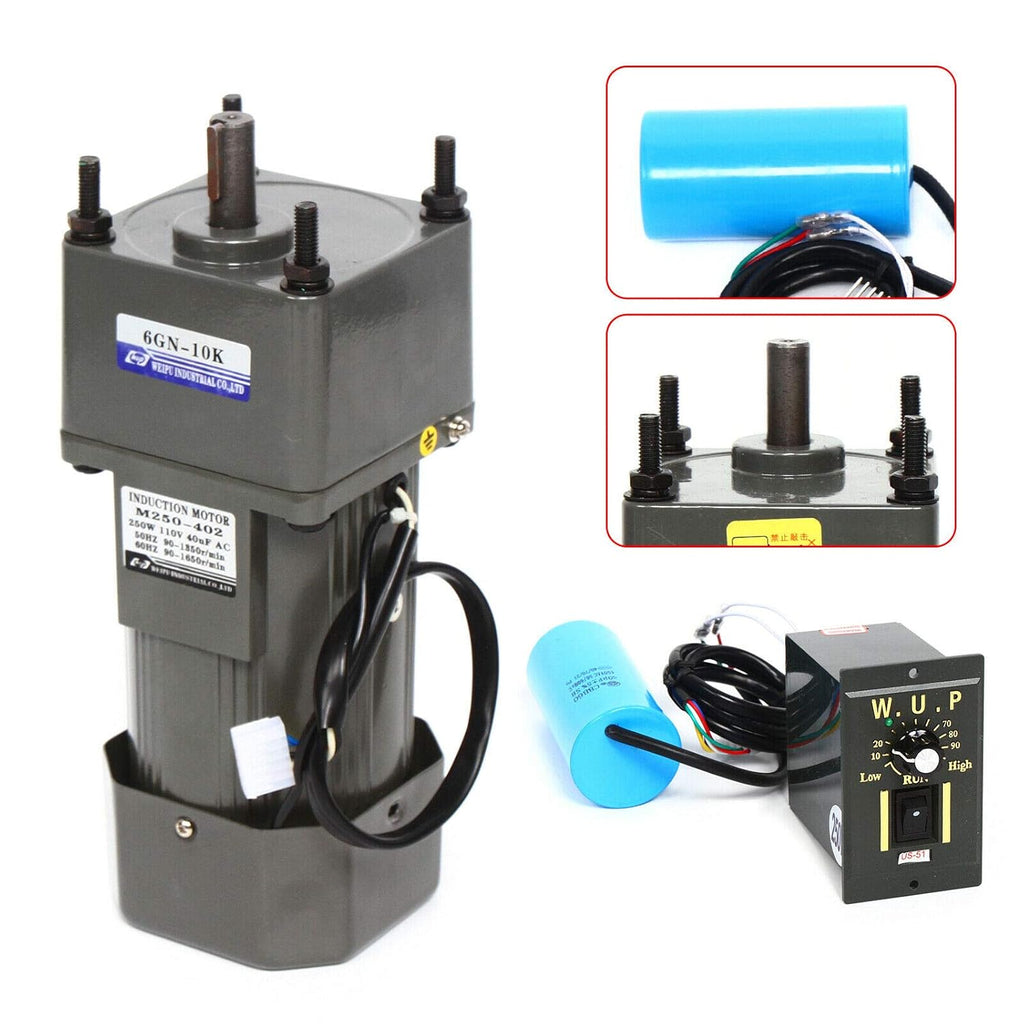 AC High Torque Motor 250W Electric Single-Phase Reversible with Variable Speed Controller 110V F323