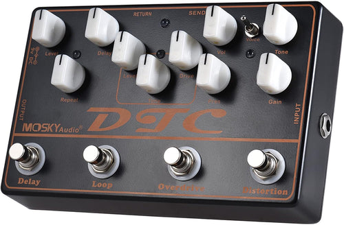effector,mewmewcat DTC 4-in-1 Electric Guitar Effects Pedal Distortion + Overdrive + Loop + Delay