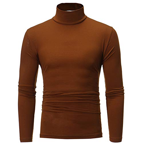 JUNGE Men Turtleneck Long Sleeve T Shirt Basic Slim Fit Bottoming Casual Soft Comfy Tees Shirts Undershirt Thermal Solid Tops
