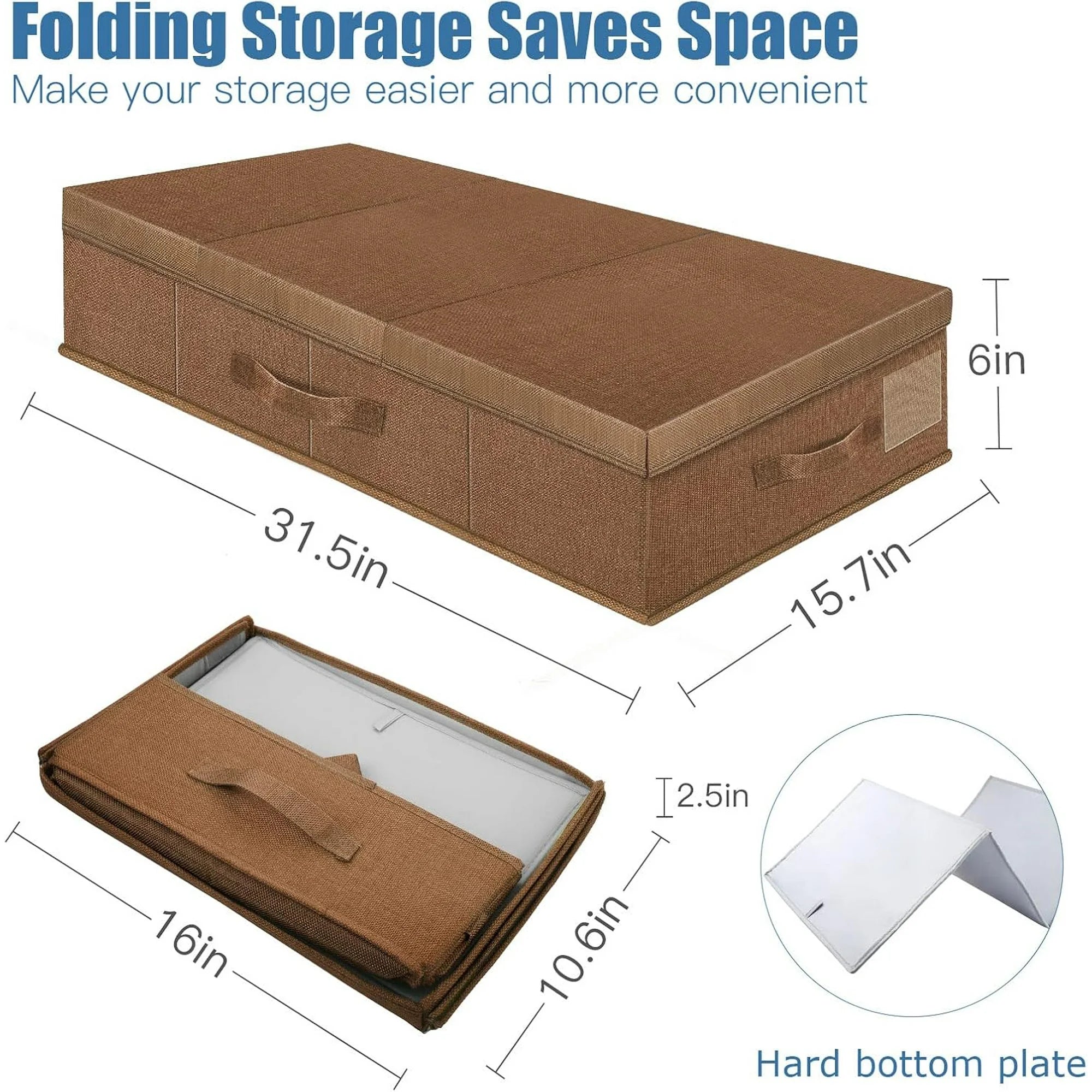 Underbed Storage Containers with Lids, Foldable Organizer Box for Clothes, Shoes, Blankets, Pillows F6366