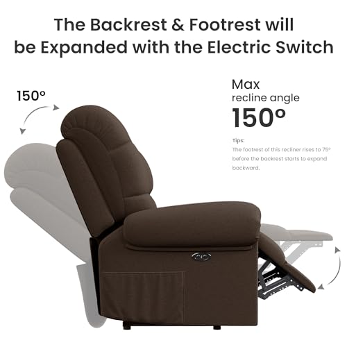 Power Recliner Chair for Adults, Adjustable Electric Lift, USB Port, Beige White E472068