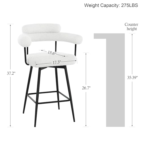 27 inch Swivel Counter Stools, Beige, Set of 2 D746