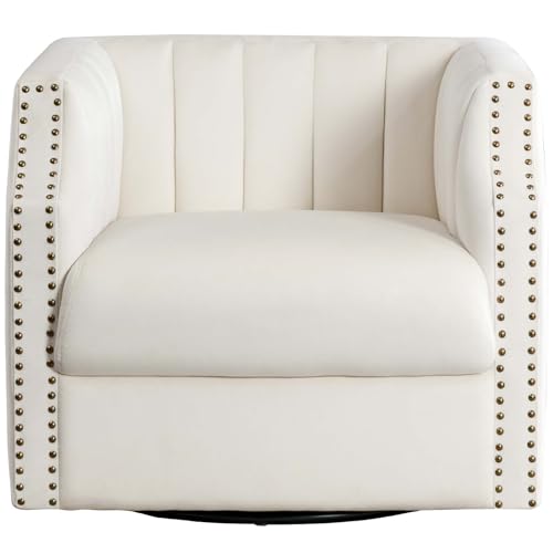 Swivel Barrel Chair Set of 2, 360° Curved Accent Chairs Upholstered for Living Room S60421