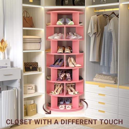7-Tier Rotating Shoe Rack Tower for Closet, White O47680