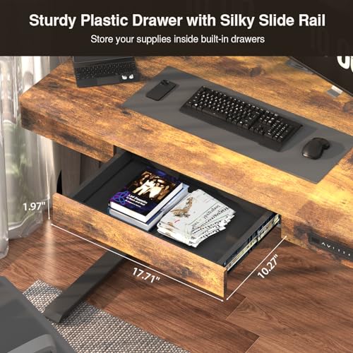 Height Adjustable Electric Standing Desk 48 x 24 Inches Sit Stand Desk Wood Workstation for Home Office J60263
