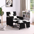 3-in-1 Convertible Sleeper Sofa Chair Bed, Adjustable Sofa Chair with Pillow, Multi-Functional Sleeper Chair velvet Fabric with Adjustable Backrest for Living Room Bedroom Office (Black White)