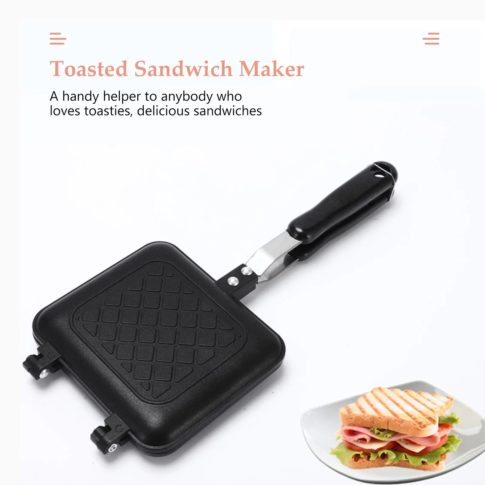 Toasted Sandwich Maker Non-stick Panini Press with Insulated Handle B708