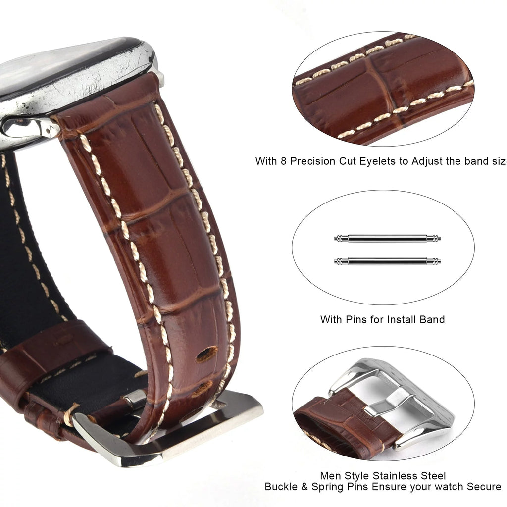Genuine Leather Watch Band for 49mm 44mm 45mm 42mm J236